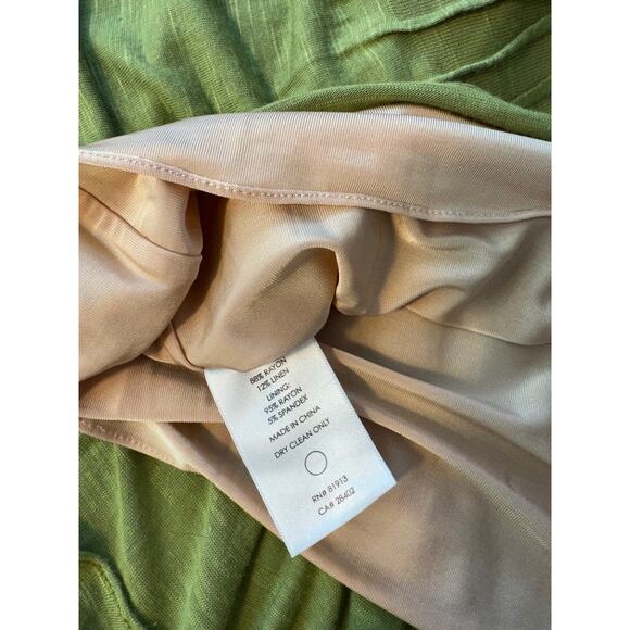 Tracy Reese Green Midi Skirt Pull on Pleated Knee High Twirl M High Low - Picture 8 of 8